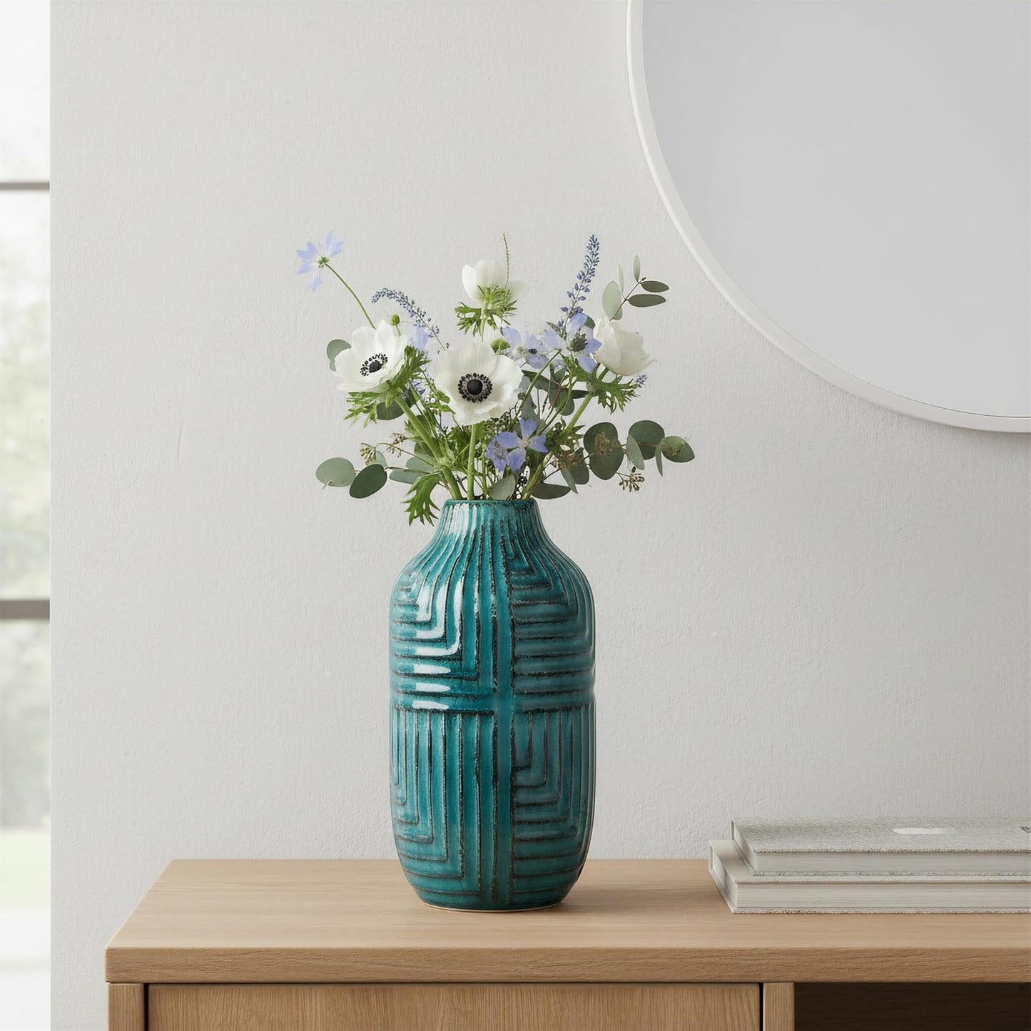 Teal Hand-Glazed Ceramic Vase