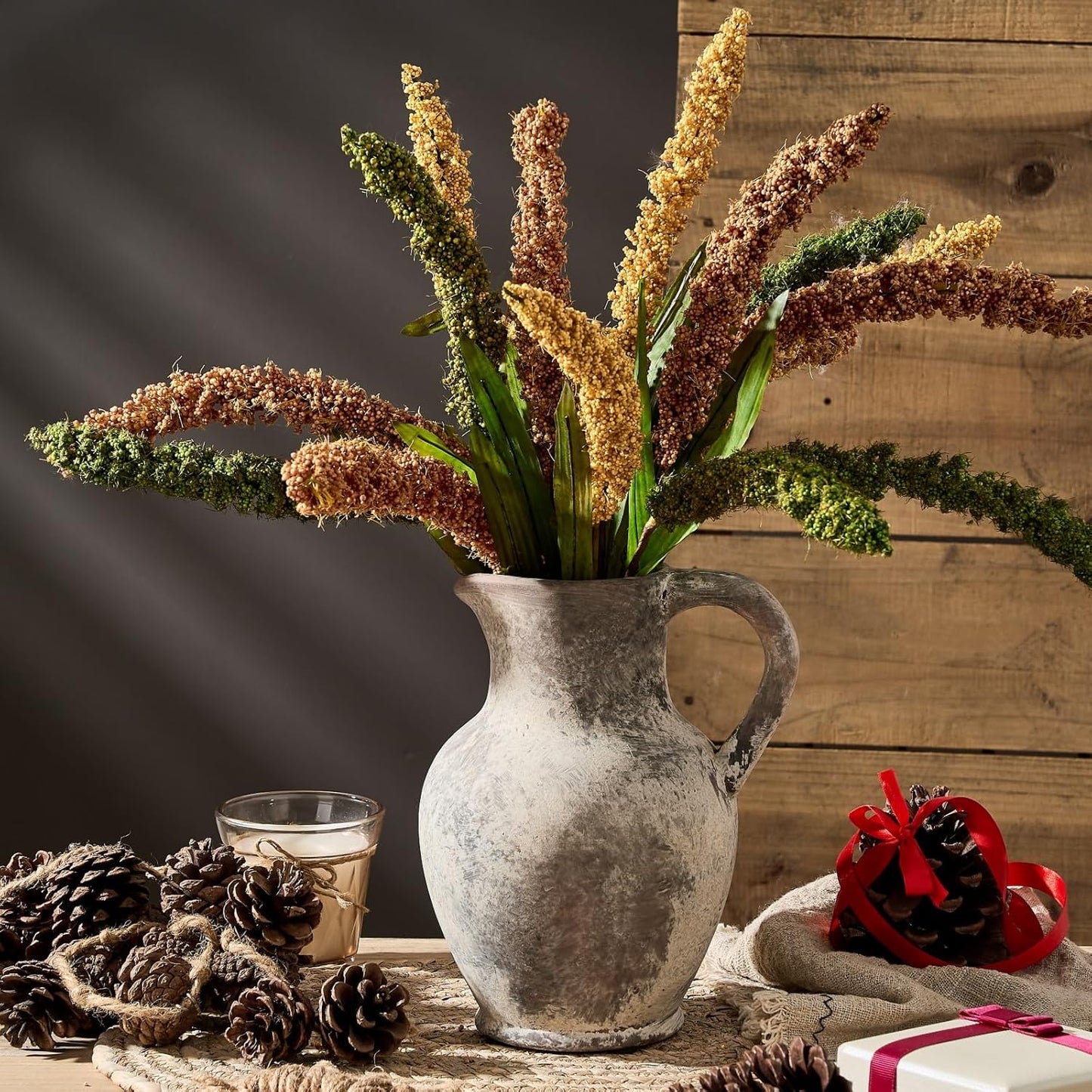 Terracotta Handle Rustic Ceramic Vase