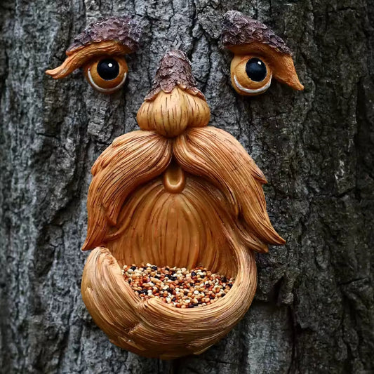 Tree Face Bird Feeder Sculpture
