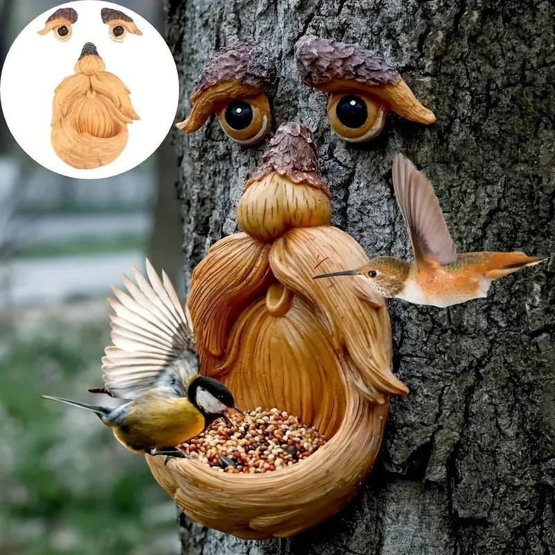 Tree Face Bird Feeder Sculpture
