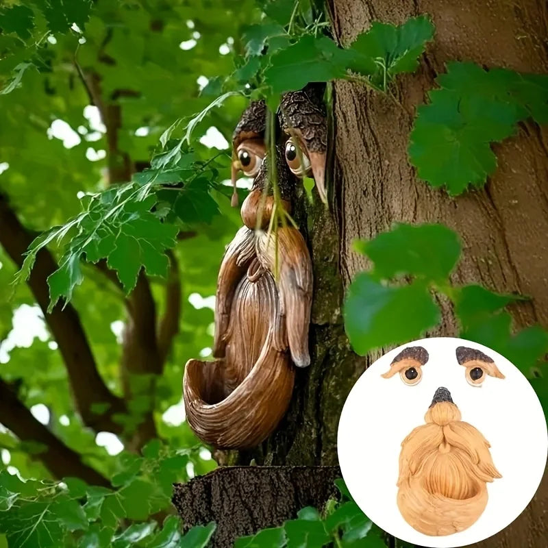 Tree Face Bird Feeder Sculpture