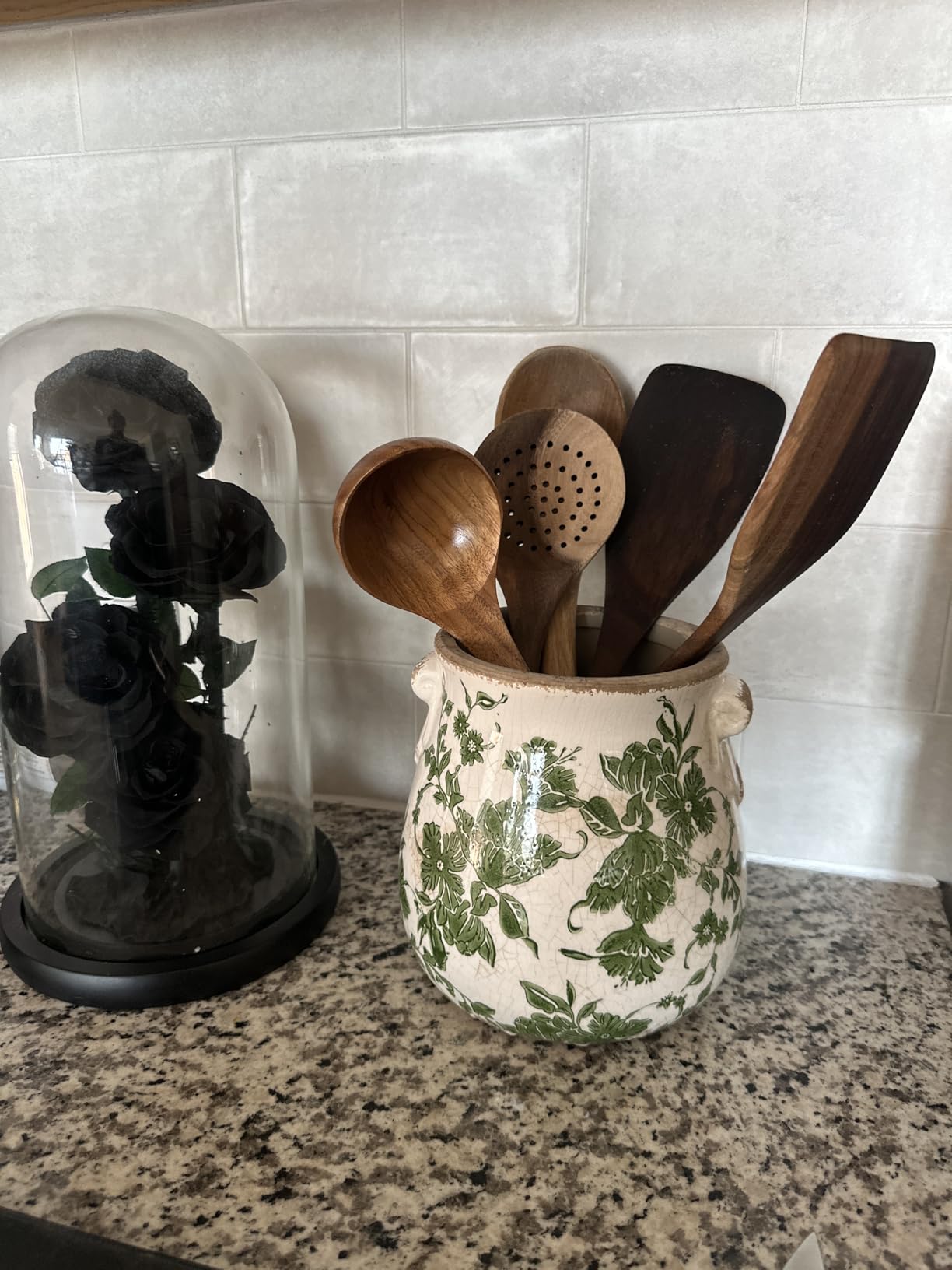 Ceramic Green Scroll Decorative Vase