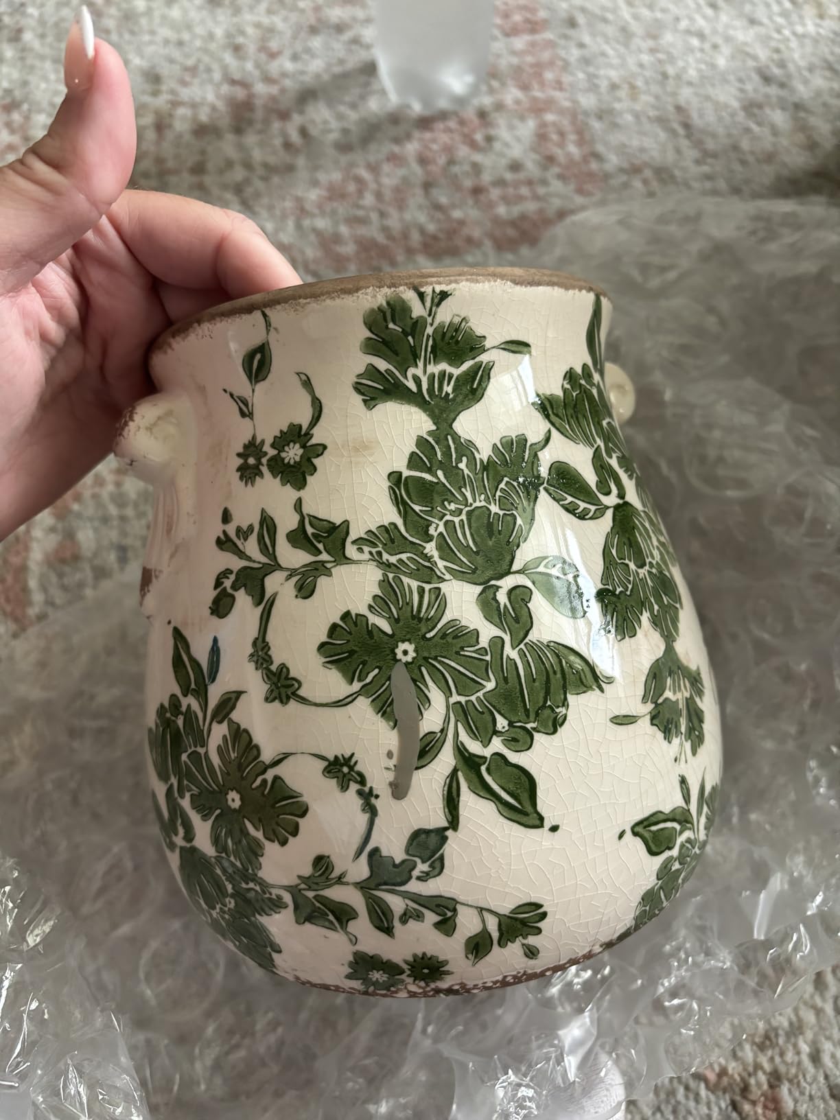 Ceramic Green Scroll Decorative Vase