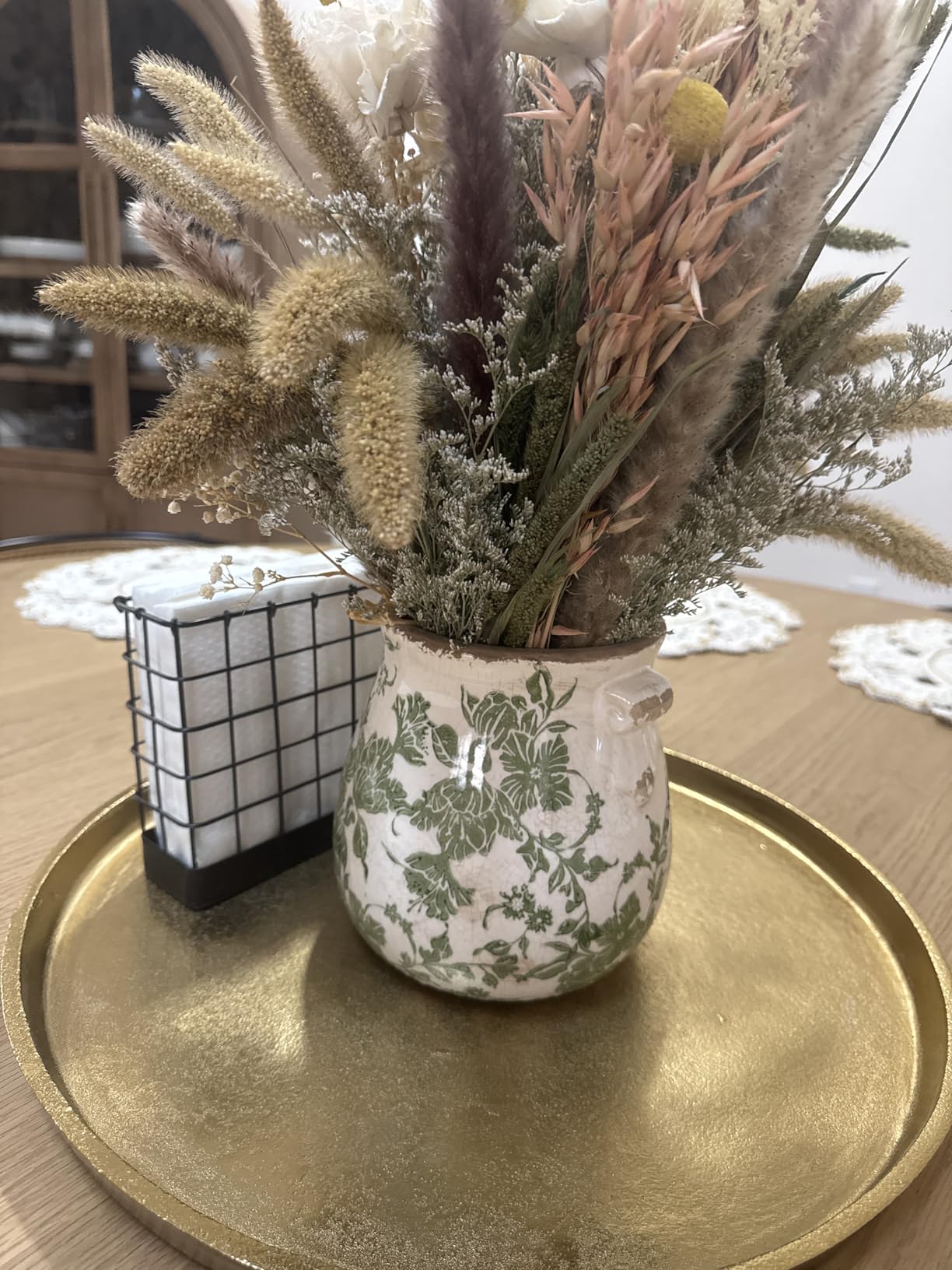 Ceramic Green Scroll Decorative Vase