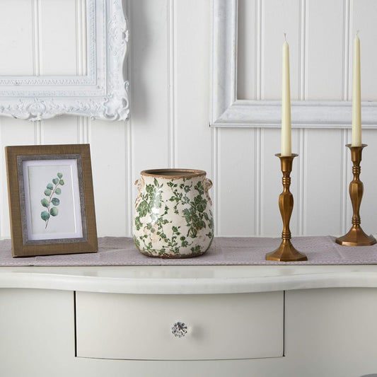 Ceramic Green Scroll Decorative Vase