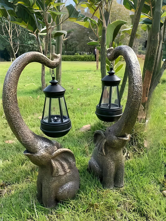 Solar Powered Elephant Garden Statue