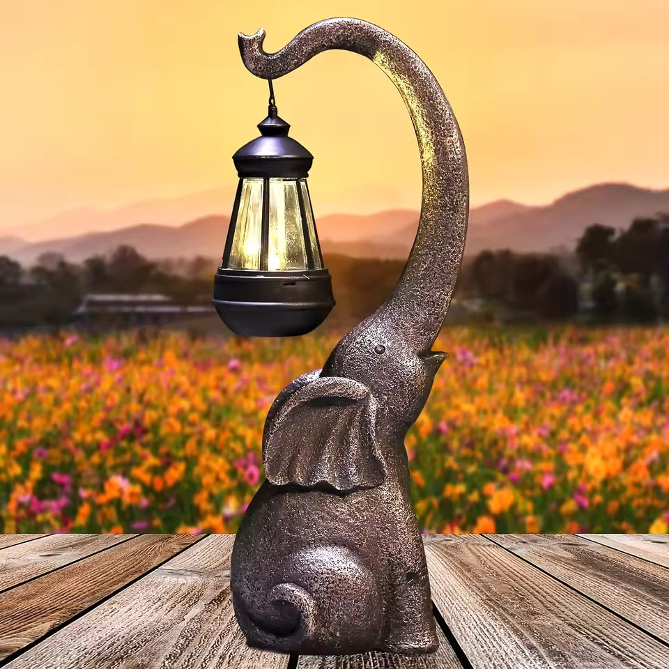 Solar Powered Elephant Garden Statue