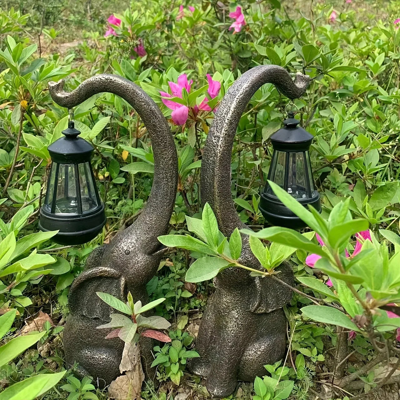 Solar Powered Elephant Garden Statue
