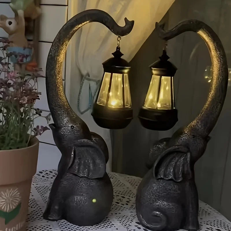 Solar Powered Elephant Garden Statue