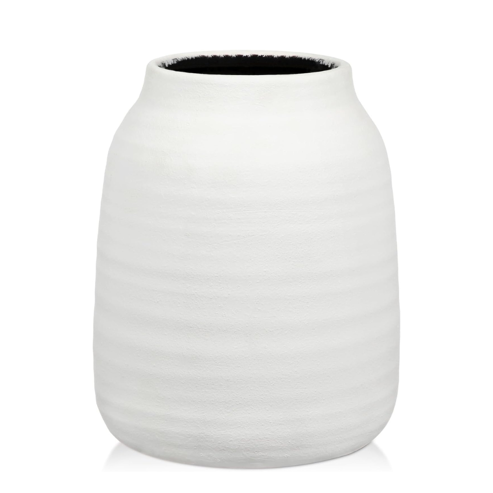 White textured vase on a white background